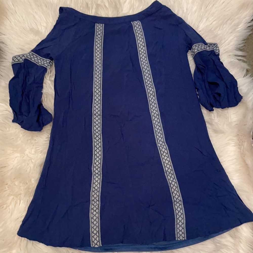 Entro blue bohemian cold shoulder dress - Picture 5 of 6